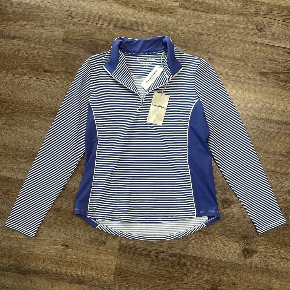 Tommy Bahama Island Zone Aubrey Stripe Half-Zip Pullover Jacket Womens Small